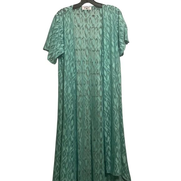 Crazy Train Tops - Crazy Train Teal Lace Kimono Duster Open Front Short Sleeve Western Boho OS